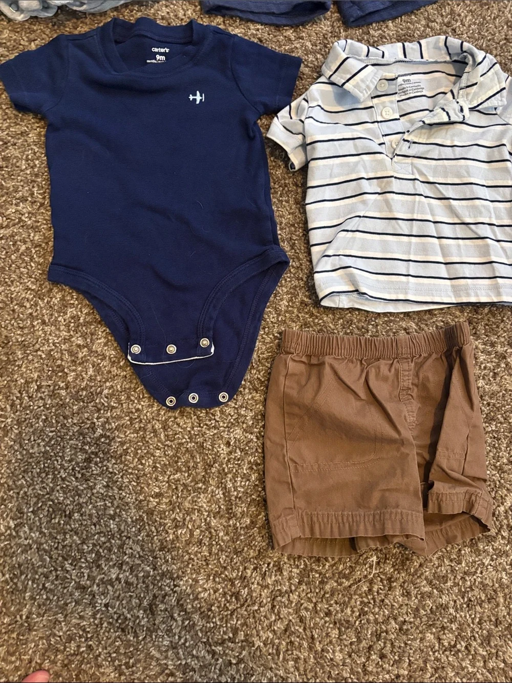 Carter's Navy Blue Baby Short-Sleeve Bodysuit - set of 3